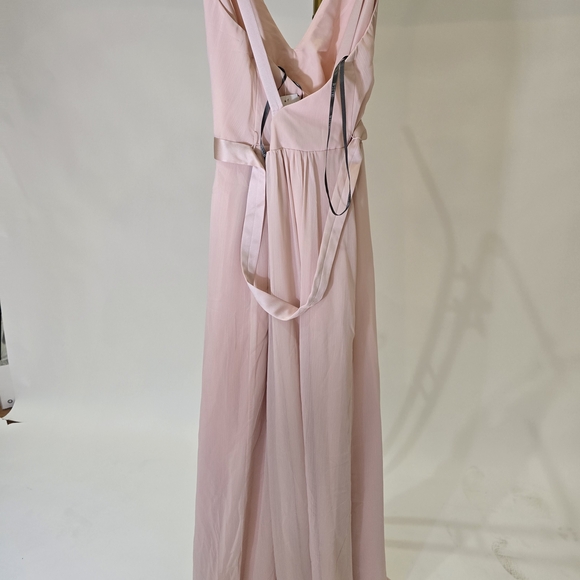 Vera Wang White Davids Bridal 20 Long Blush Dusty Rose Chiffon Dress Cross Back - Picture 8 of 15